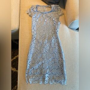 SHEIN Blue Floral Lace Midi Dress